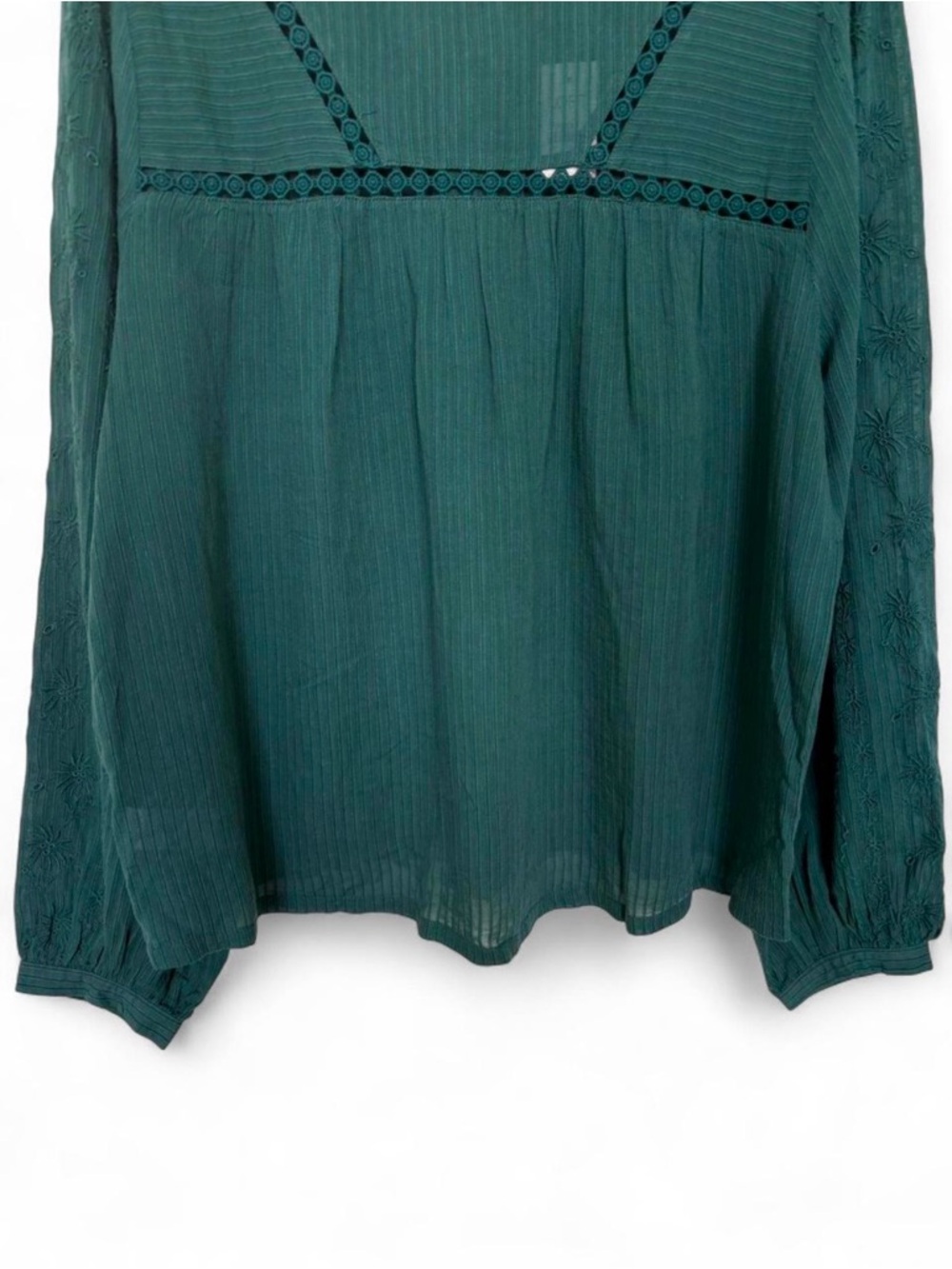 NWT LOFT Long Sleeve Striped Lace Embroidered Top Large Relaxed Lightweight - Picture 4 of 9